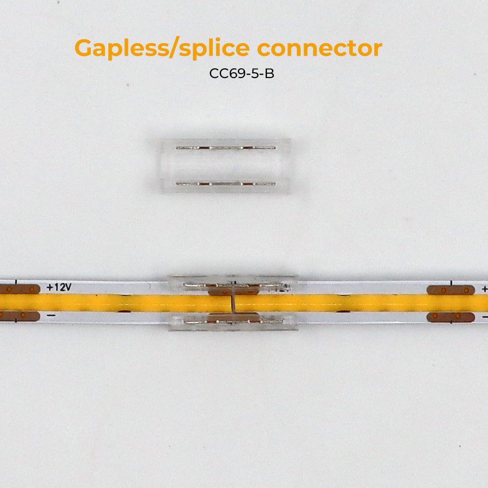 2Pin 5mm 12V Solderless COB LED Strip Connectors Kit( COB mini crystal buckle) With Fast Connectable, Gapless/Splice Connector & L-shaped/Corner Connector