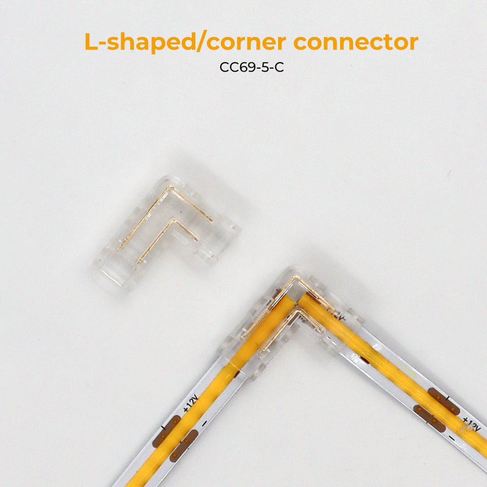 2Pin 5mm 12V Solderless COB LED Strip Connectors Kit( COB mini crystal buckle) With Fast Connectable, Gapless/Splice Connector & L-shaped/Corner Connector