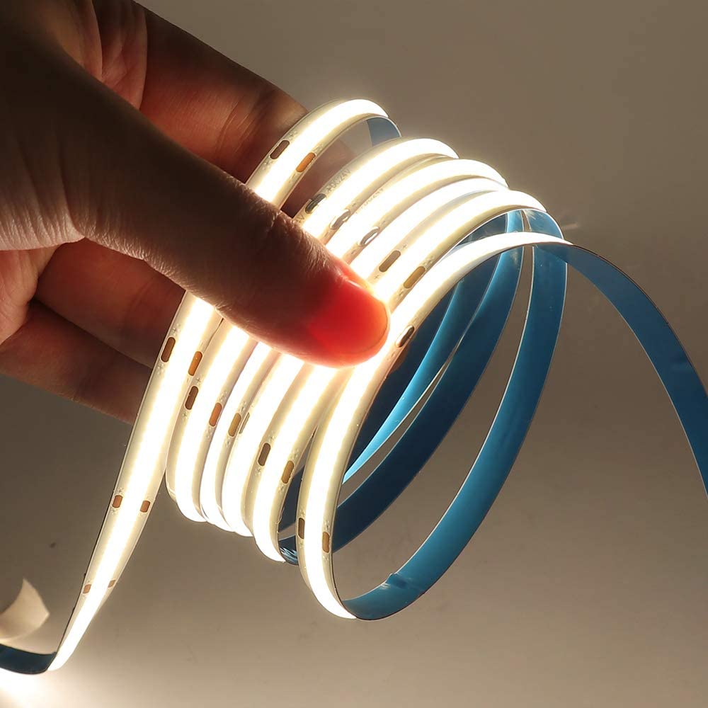 FB16 8mm Cuttable COB LED Strip Light 12V 9.6W/m UL Listed LED Strips with Tunable CCT 2700K–6500K CRI 90+ for Cabinet and Living Room