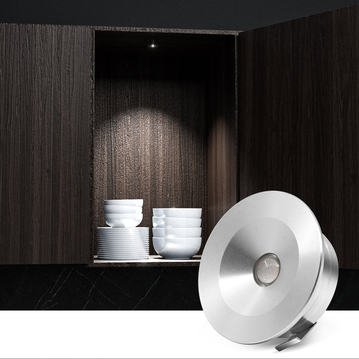 CB31 12V 1W 4000K Mini LED Puck Light Recessed Mounted Panel Light for Studio Kitchen & Dining Room