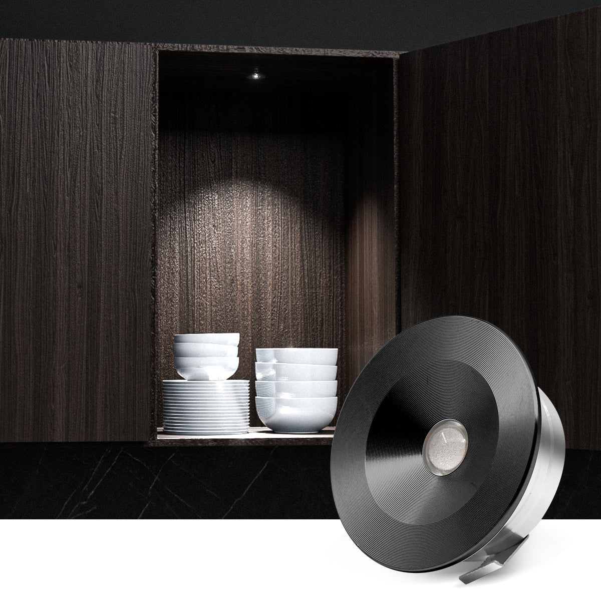CB31 12V 1W 4000K Mini LED Puck Light Recessed Mounted Panel Light for Studio Kitchen & Dining Room