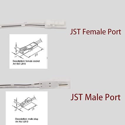 CC27-2 White Flexible Extension Cable 6.56ft with 12V JST Connector Male and Female for VST 12V Puck Lights, LED Strip Light, 12V Driver