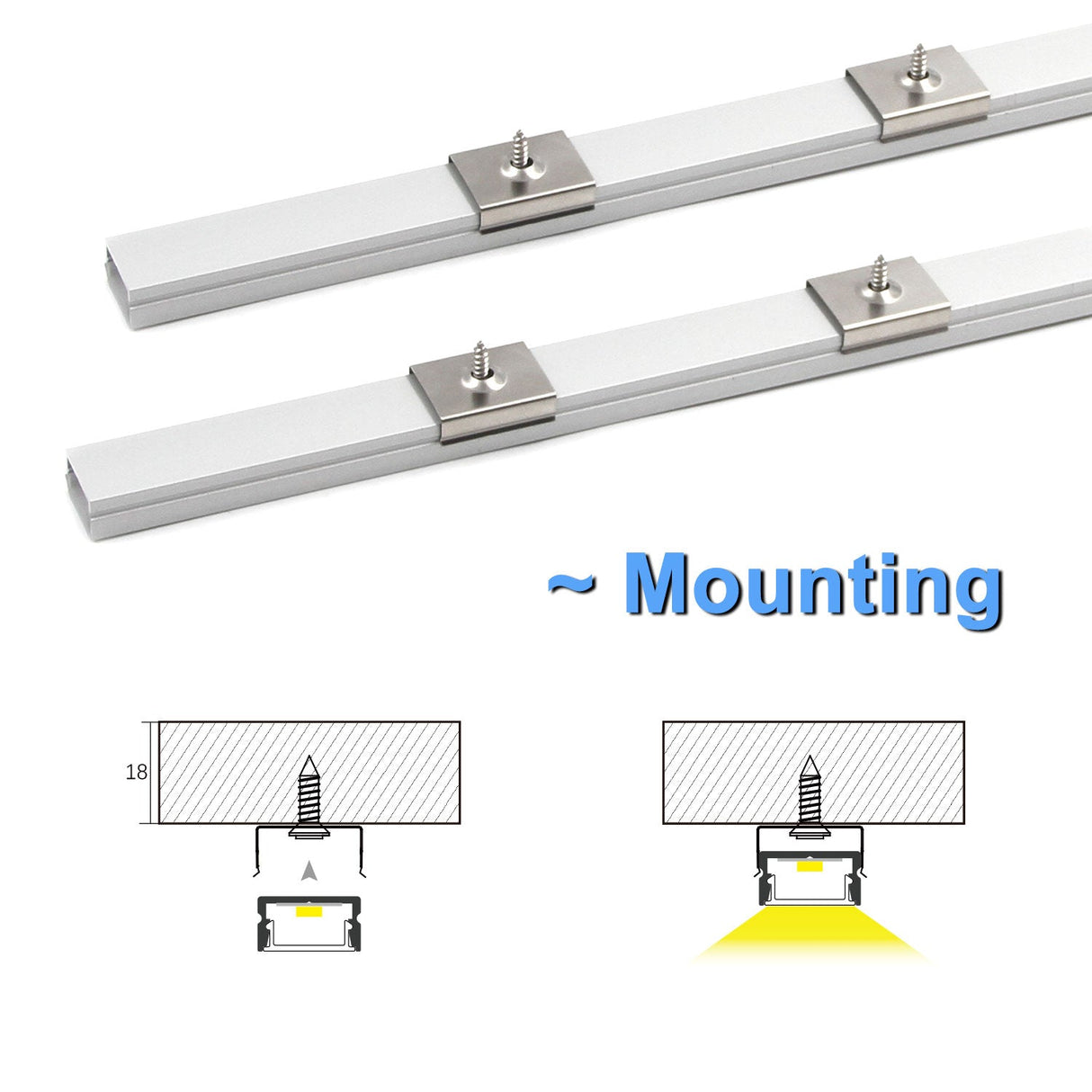 AP46 Black Aluminum U Shape Channel with Smoky Transparent Clear Cover 10 pcs for LED Strip Lights