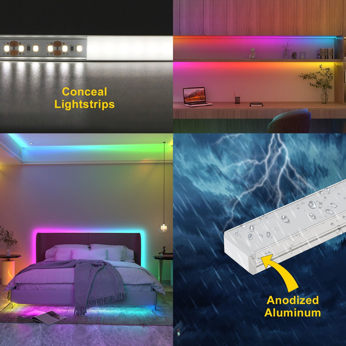 AP46 Black Aluminum U Shape Channel with Smoky Transparent Clear Cover 10 pcs for LED Strip Lights