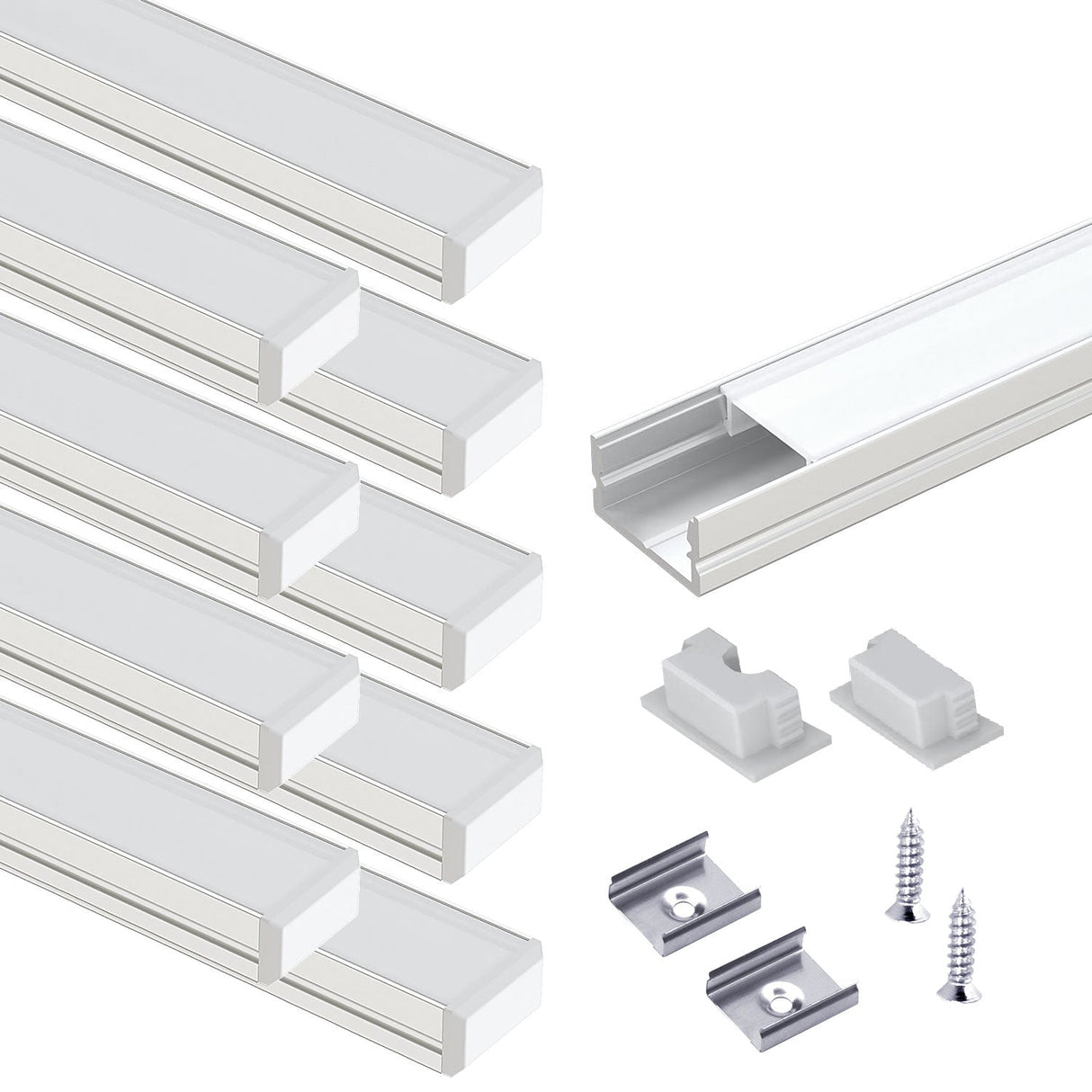 AP46 Black Aluminum U Shape Channel with Smoky Transparent Clear Cover 10 pcs for LED Strip Lights