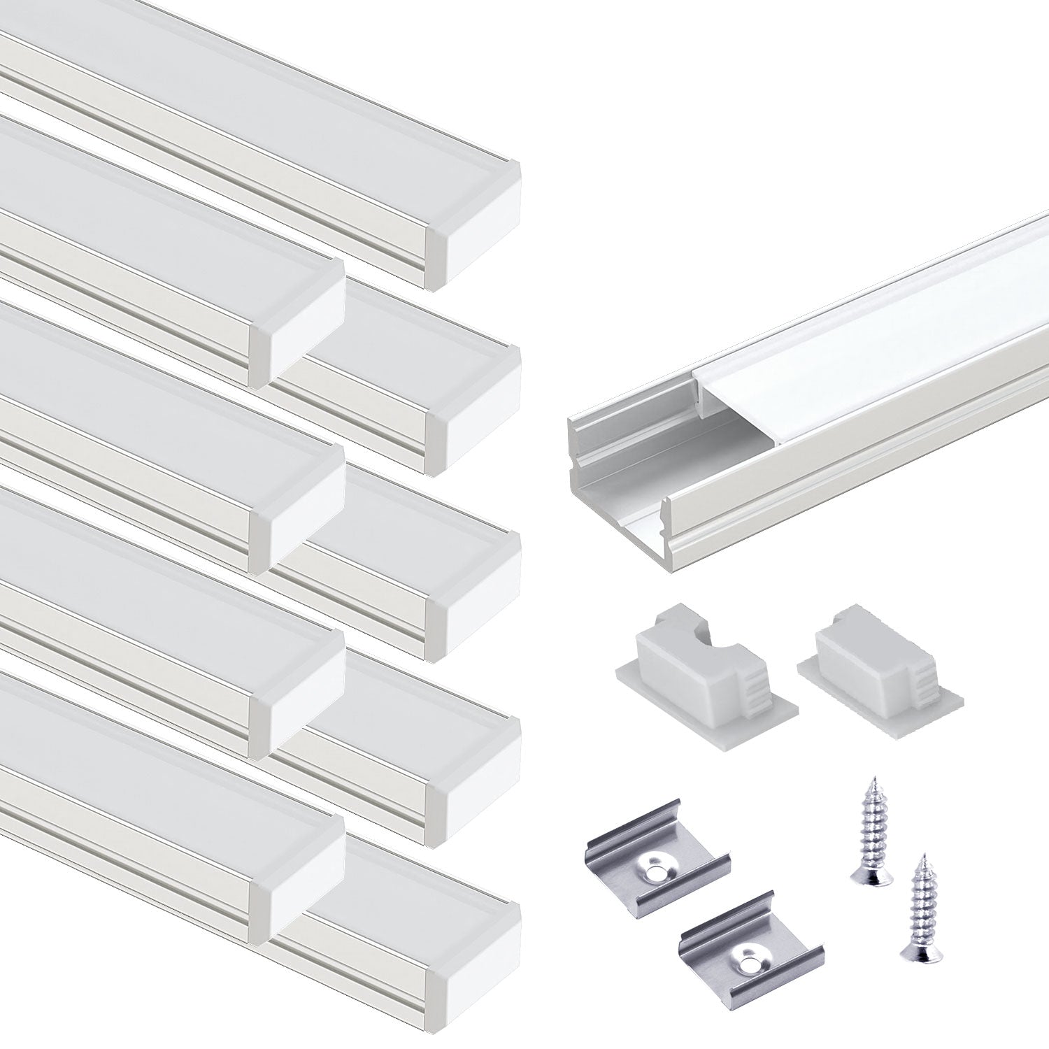 AP46 Black Aluminum U Shape Channel with Smoky Transparent Clear Cover 10 pcs for LED Strip Lights