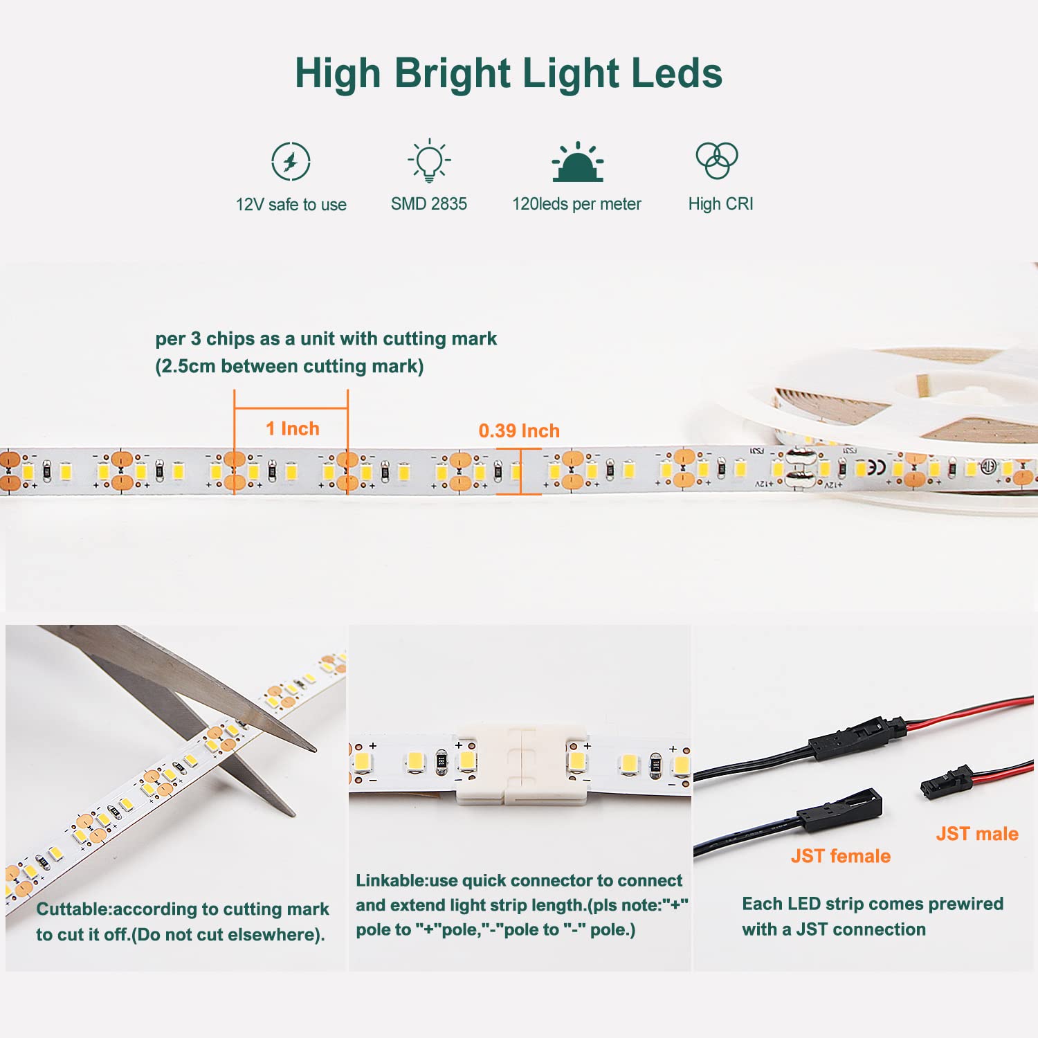 FS31 10mm LED Strip Light 12V 9.6W/m 2700K ETL Listed CRI 90+ with Soft Even Light for Living Room and Wardrobe (Black)