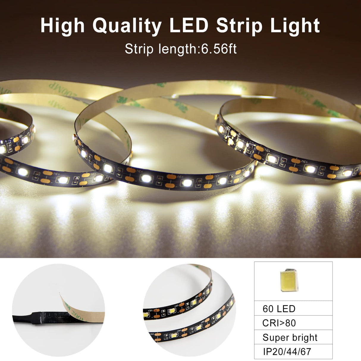 BT13 LED Strip Light, Motion Sensor LED Tape Light with Battery Operated for Closet Wardrobe Stair Bedroom (3000K Warm White) 6.56ft