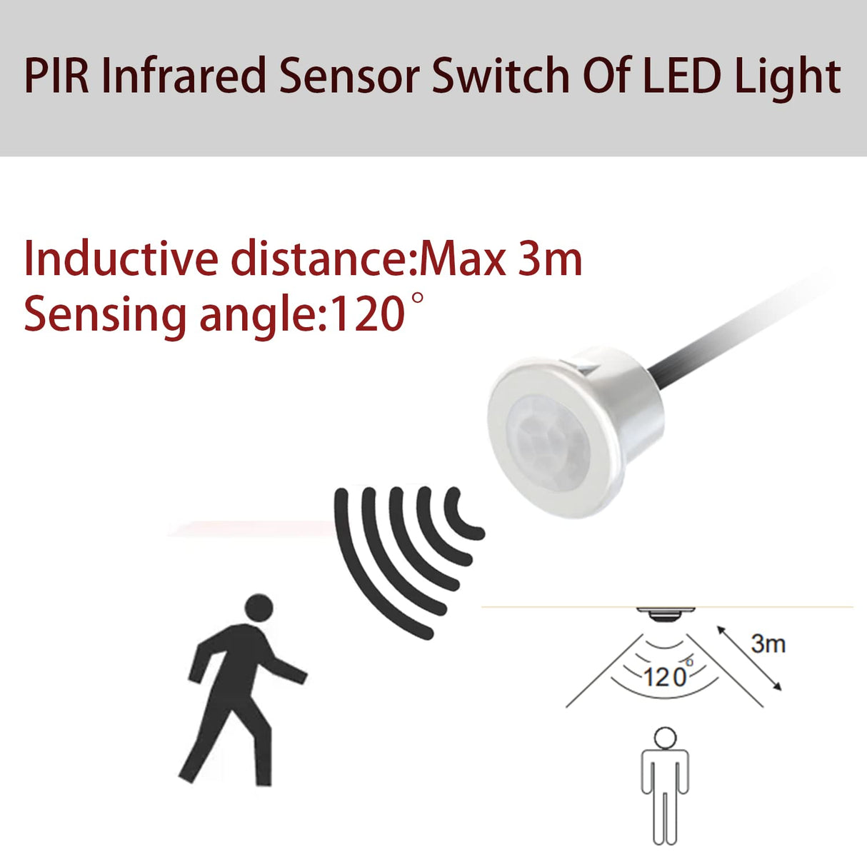 PR01 Motion Sensor Light Switch, IR Sensor Switch, LED Light Automatic Switch Door Switch for Closet Light Under Cabinets Counters Closets Wardrobes with 12V JST Male and Female (DC 12-24V)