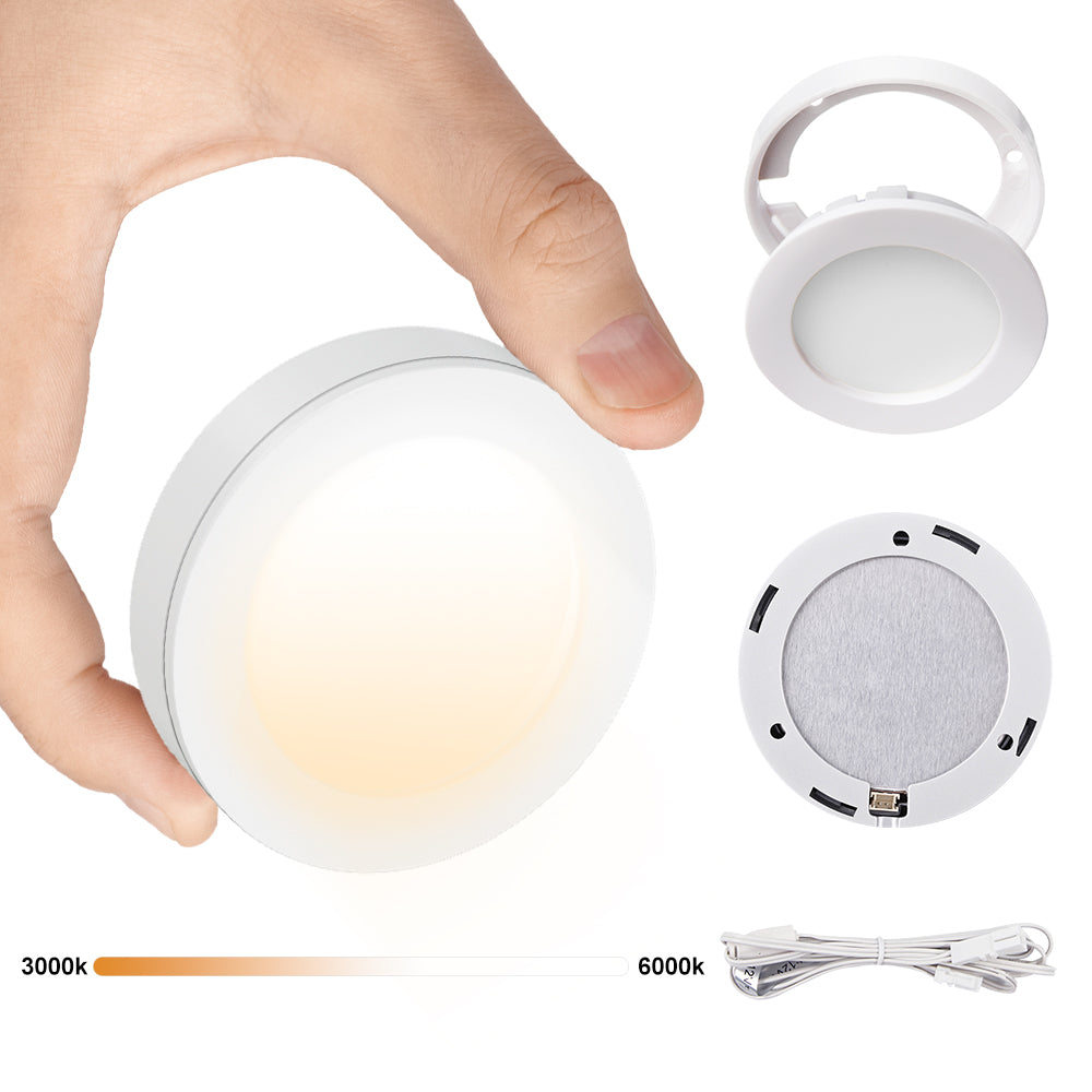 PL05  12V 1.8W Cabinet Puck Light 3000K-6000K Recessd & Surface mounted for Kitchen Living Room & Bookshelf