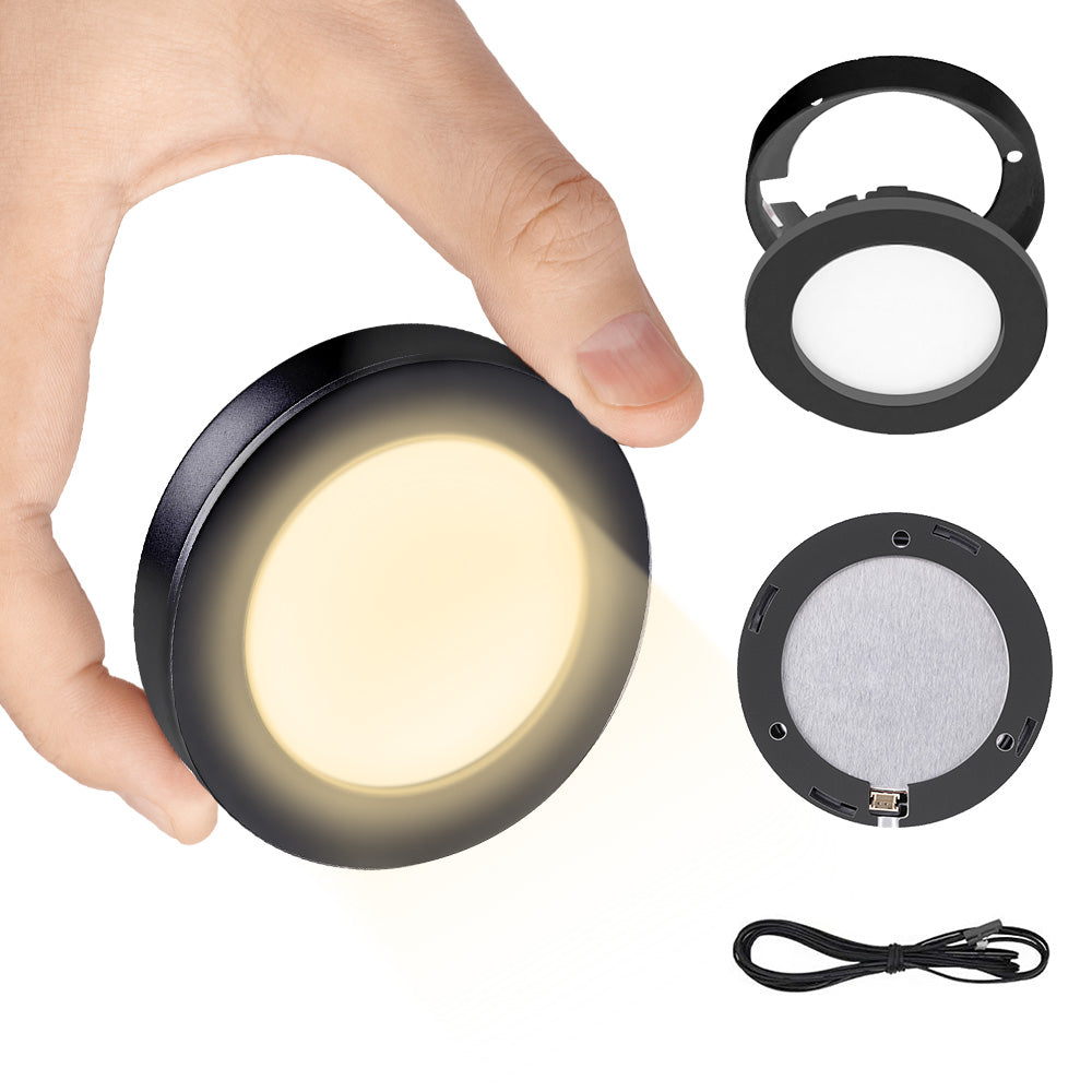 PL05  12V 1.8W Cabinet Puck Light 3000K Recessd & Surface mounted for Kitchen Living Room & Bookshelf