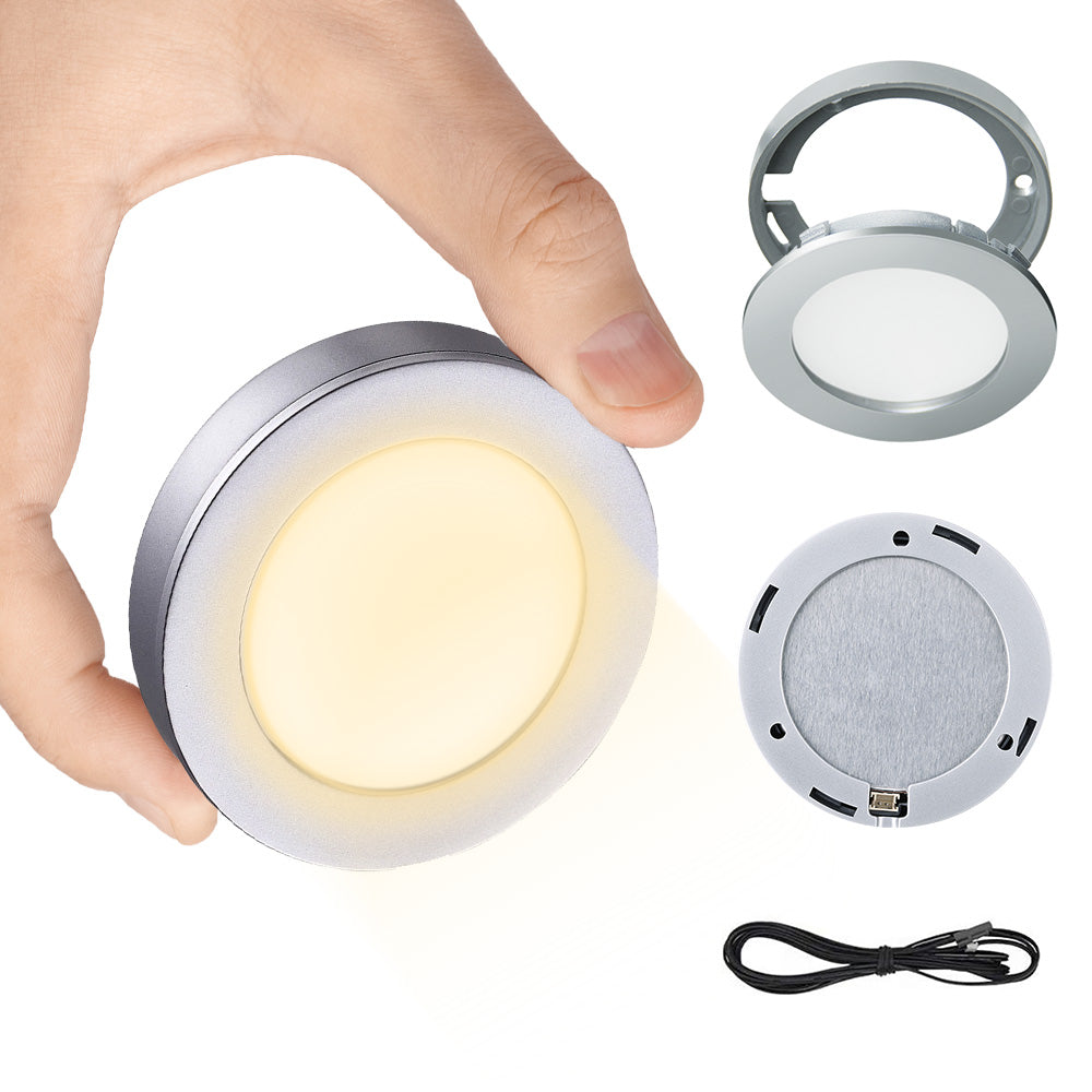 PL05  12V 1.8W Cabinet Puck Light 3000K Recessd & Surface mounted for Kitchen Living Room & Bookshelf