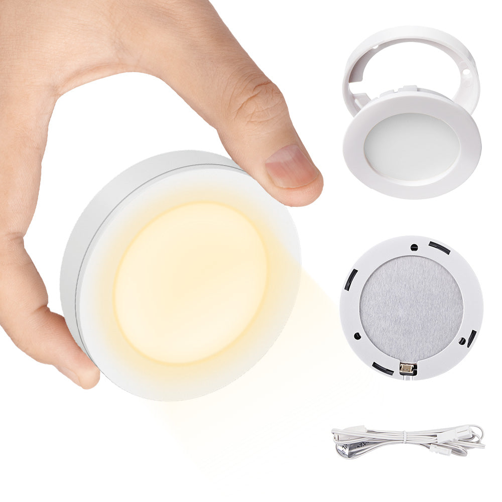 PL05  12V 1.8W Cabinet Puck Light 3000K Recessd & Surface mounted for Kitchen Living Room & Bookshelf