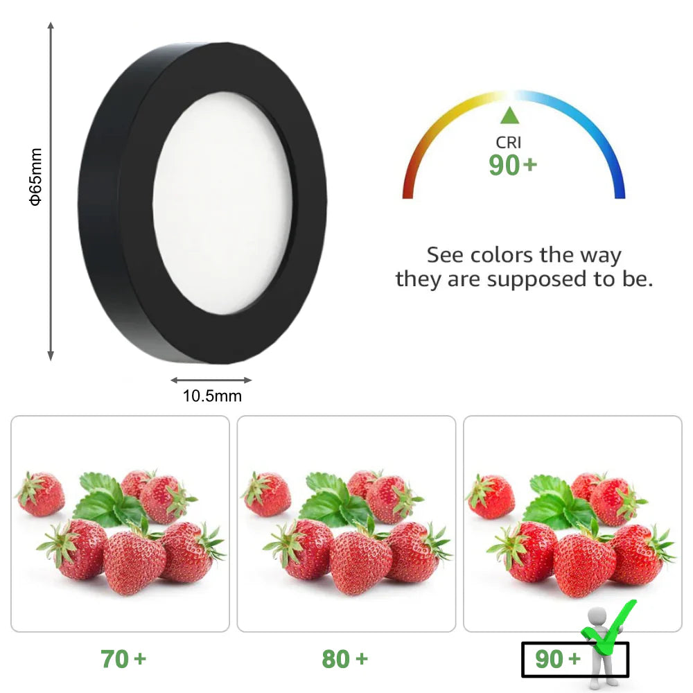 PL05  12V 1.8W Cabinet Puck Light 3000K-6000K Recessd & Surface mounted for Kitchen Living Room & Bookshelf