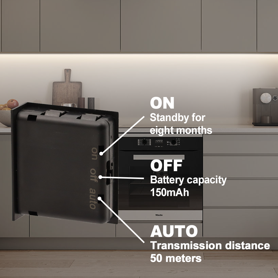 PR12 Black DC5V Wireless PIR Sensor Switch  With Wireless Receiver for Closet Light Under Cabinets Counters Wardrobes
