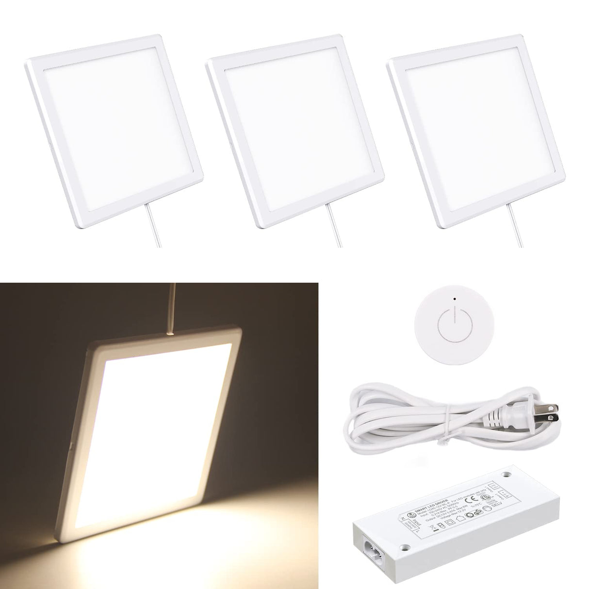 PL06 12V 3W Ultra Thin Surface Mounted Puck Light 4000K with Wireless Sensor Switch for Kitchen Living Room and Undercabinet