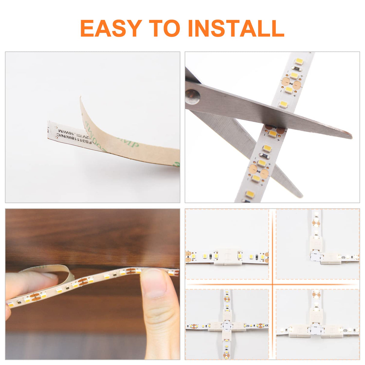 FS31 10mm LED Strip Light 12V 9.6W/m 3000K ETL Listed CRI 90+ with Soft Even Light for Kitchen and Stairs (White)