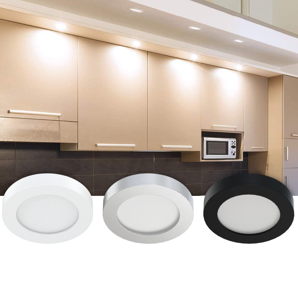 PL05  12V 1.8W Cabinet Puck Light 3000K-6000K Recessd & Surface mounted for Kitchen Living Room & Bookshelf