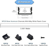 VST AP46 20pack 3.3ft LED Channel, U Shape Led Diffuser Channel, LED Aluminum Channel System with Black Cover, End Caps and Mounting Clips, Aluminum Profile for LED Strip Light Very Easy Installation