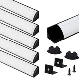 AP59 Black LED Aluminum Channel 6 Pcs With Milky PC Cover for LED Strip Lights