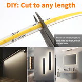 FB07 8mm Cuttable COB LED Strip Light 12V 9.6W/m UL Listed Light Strips 4000K CRI 90+ for Kitchen and Wardrobe