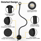RL11 12V LED Reading Light 13W with 3000K Warm White, Wall Mounted Book Light with USB Charging Port for Bedrooms, Offices, Dormitories & Hotels(2 Packs)