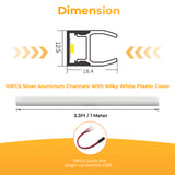 APC9 LED Aluminum Profile 10 Packs 3.3ft with Quick-Link Plugin Connectors and Milky Cover for Mini Cut/Free Cut 8mm PCB Width LED Strip Light Cabinet Lighting