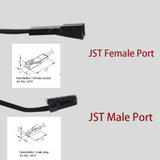 CC27-2 Black Flexible Extendable Cable 6.56ft with 12V JST Connector Male and Female for 12V Puck Lights, LED Strip Light, 12V Driver