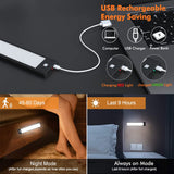 BT09 300mm LED Motion Sensor Light 4000K Natural White 3.7V 1W Silver Black for Hallways Stairs & Bookshelves