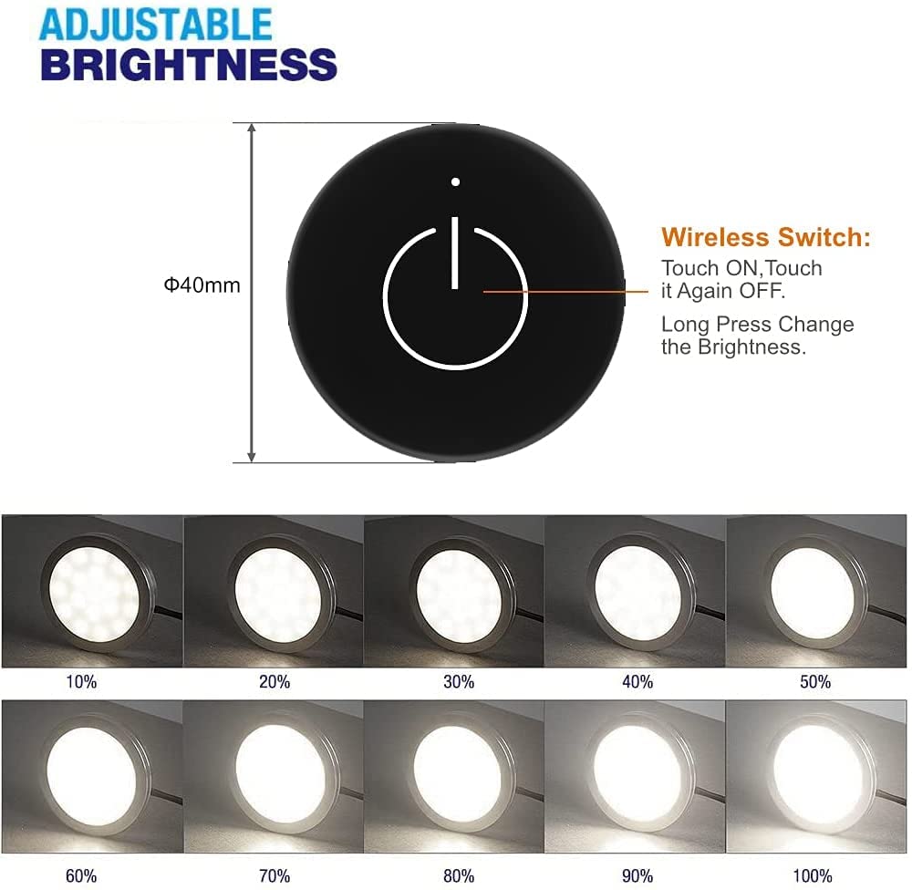 PL05 12V 1.8W LED Cabinet Light 4000K with Wireless Touch Sensor Switch for Kitchen Living Room & Bedroom