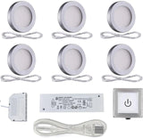 PL05 12V 1.8W LED  Cabinet Puck Light Fixture with Wired Touch Sensor Switch for Bedroom Living Room & Dispaly Cabinet