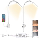 RL18 12V LED Reading Light, 14.1W with Adjustable CCT 2700K–6500K Wall Mounted Book Light with USB Charging Port for Bedrooms, Hotels