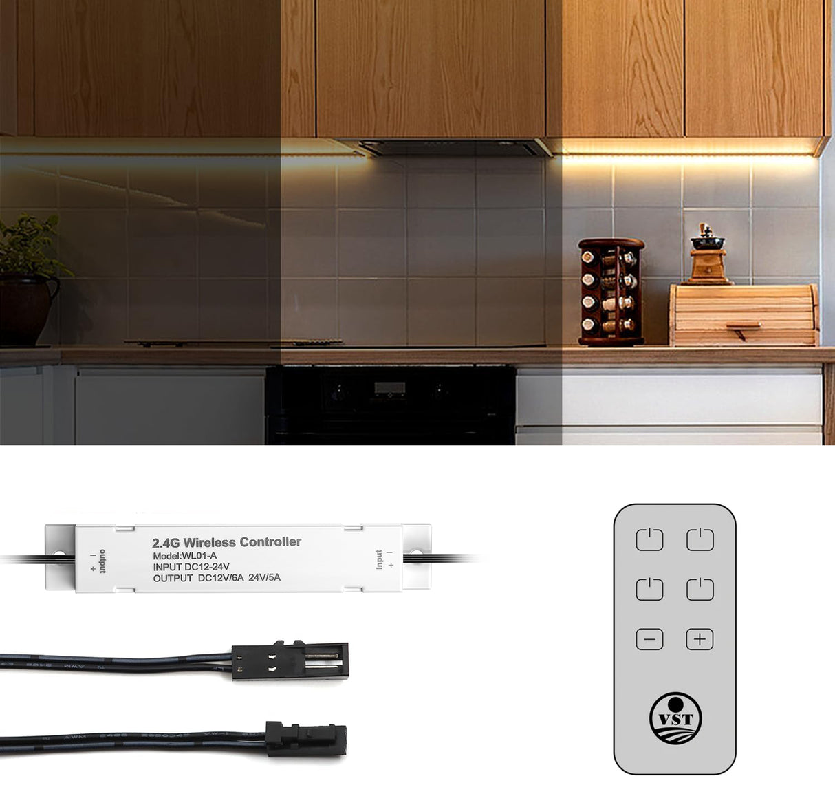 TS23+WL01-A 4 Channels Wireless Controller With a Signal Receiver for Indoor Lighting 86*40*6.5mm