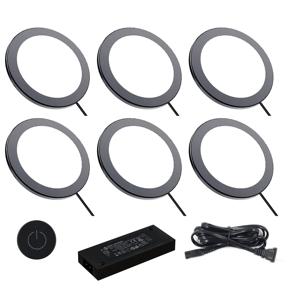 PL07 12V 3W LED Panel Light 4000K with Wireless Touch Sensor Switch for Bookshelf Display Cabinet & Wine Cabinet（6 Packs）