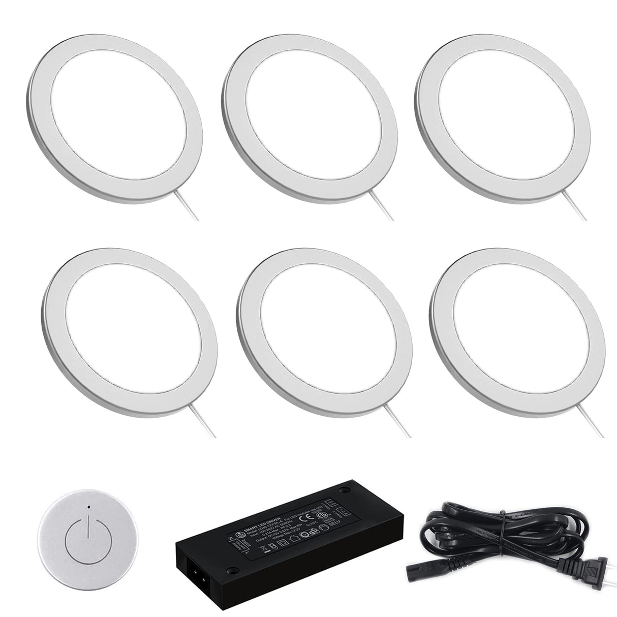 PL07 12V 3W LED Panel Light 4000K with Wireless Touch Sensor Switch for Bookshelf Display Cabinet & Wine Cabinet（6 Packs）