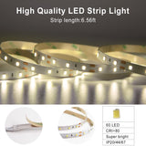 BT13 6.56ft Led Strip Light, Motion Sensor LED Tape Light with Battery Operated for Closet Wardrobe Stair Under Counter Cabinet Bedroom (3000K Warm White)