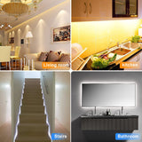 BT13 6.56ft Led Strip Light, Motion Sensor LED Tape Light with Battery Operated for Closet Wardrobe Stair Under Counter Cabinet Bedroom (3000K Warm White)