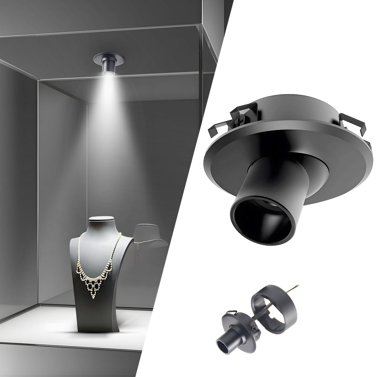 CF03 12V 1W 4000K Rotatable Recessed Mounted LED Panel Spotlight for Jewelry Showcase Display Cabinet & Cupboard